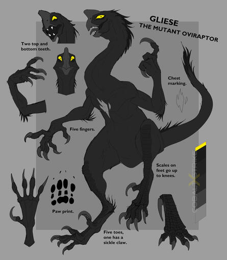 A black oviraptor character