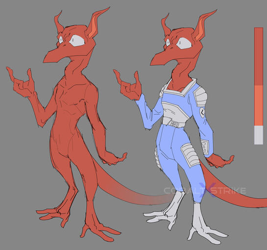 A small red alien critter A small red alien critter